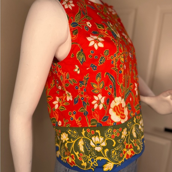 Tory Burch Red and Yellow Boxy Floral Tank Top - Picture 4 of 14